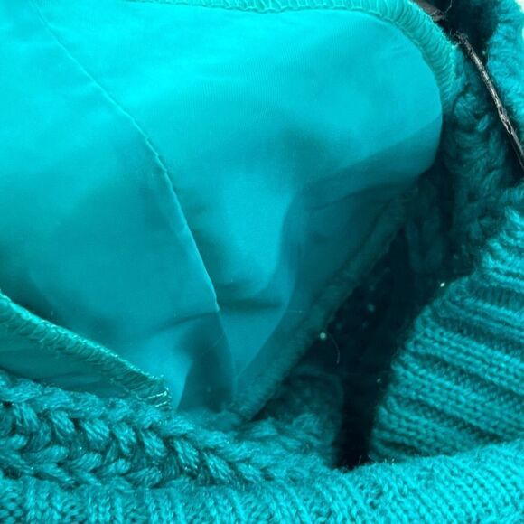 Ellemenno Women's Chunky Cable Knit Mock Neck Pullover Sweater Jade Large NWT - Picture 9 of 9